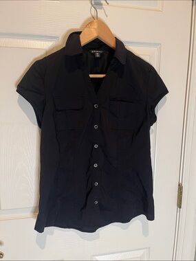 George Black Short Sleeve Button-Front Shirt